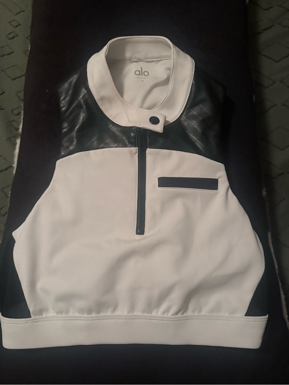 ALO Yoga Black and White Half-Zip Pullover